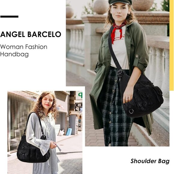 Women Multifunctional Soft Leather Handbag Purses Shoulder Hobo Backpack Crossbo - Picture 7 of 7